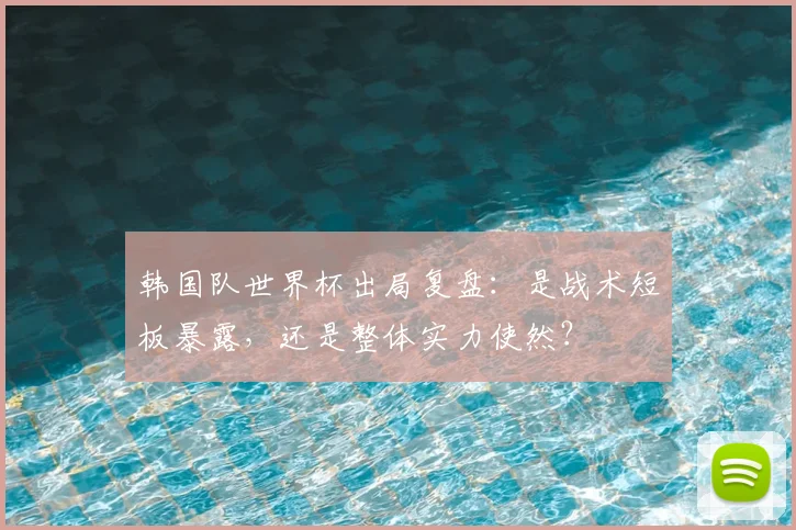 韩国队世界杯出局复盘:是战术短板暴露,还是整体实力使然?